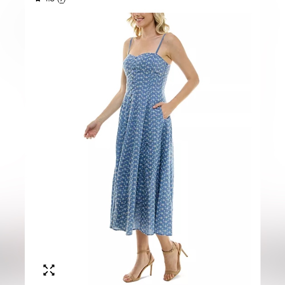 Taylor Blue Size 10 Embroidered Midi Dress Sweetheart Neck Floral coquette U - Picture 2 of 14